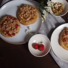 Streuseltaler mit Rhabarber & Pudding (vegan)